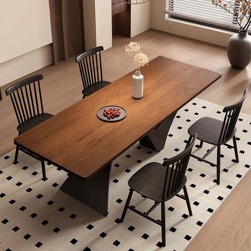 Modern Retro Expandable Round Stainless Steel Dining Table Set with Four Chairs for Home Office or Apartment Furniture