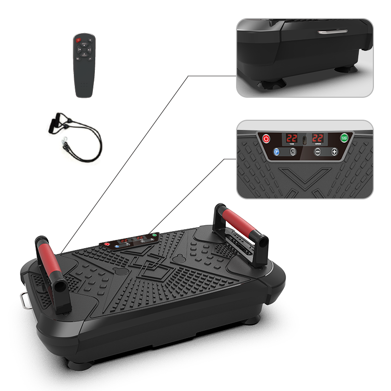 HSM 99 Levels Speed Adjustable Handle Grip Vibration Plate Machine Home Use Electromagnetic Fitness Platform with Elastic Rope