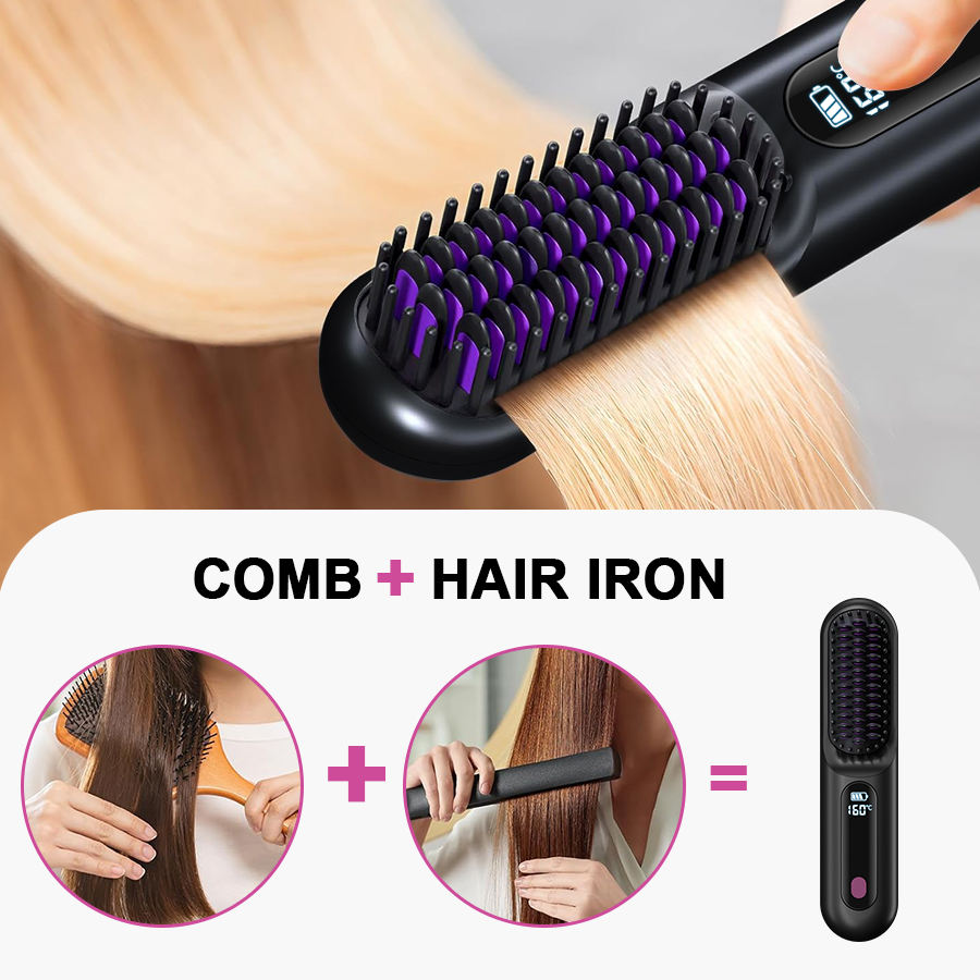 SHOmfrs Electric Hot Hair Straighteners Hot Comb and Straightening Brush Hair Styling Appliances Home Portable Curling Iron