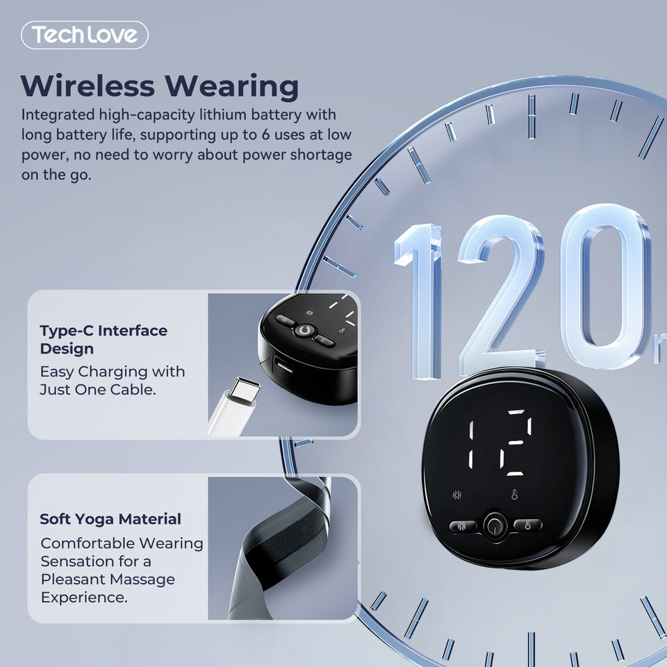 Tech Love Usb Rechargeable Electric Heating Vibration Wrist Wrap Massage Belt Hot Compress Hand Massager Wireless Remote Control