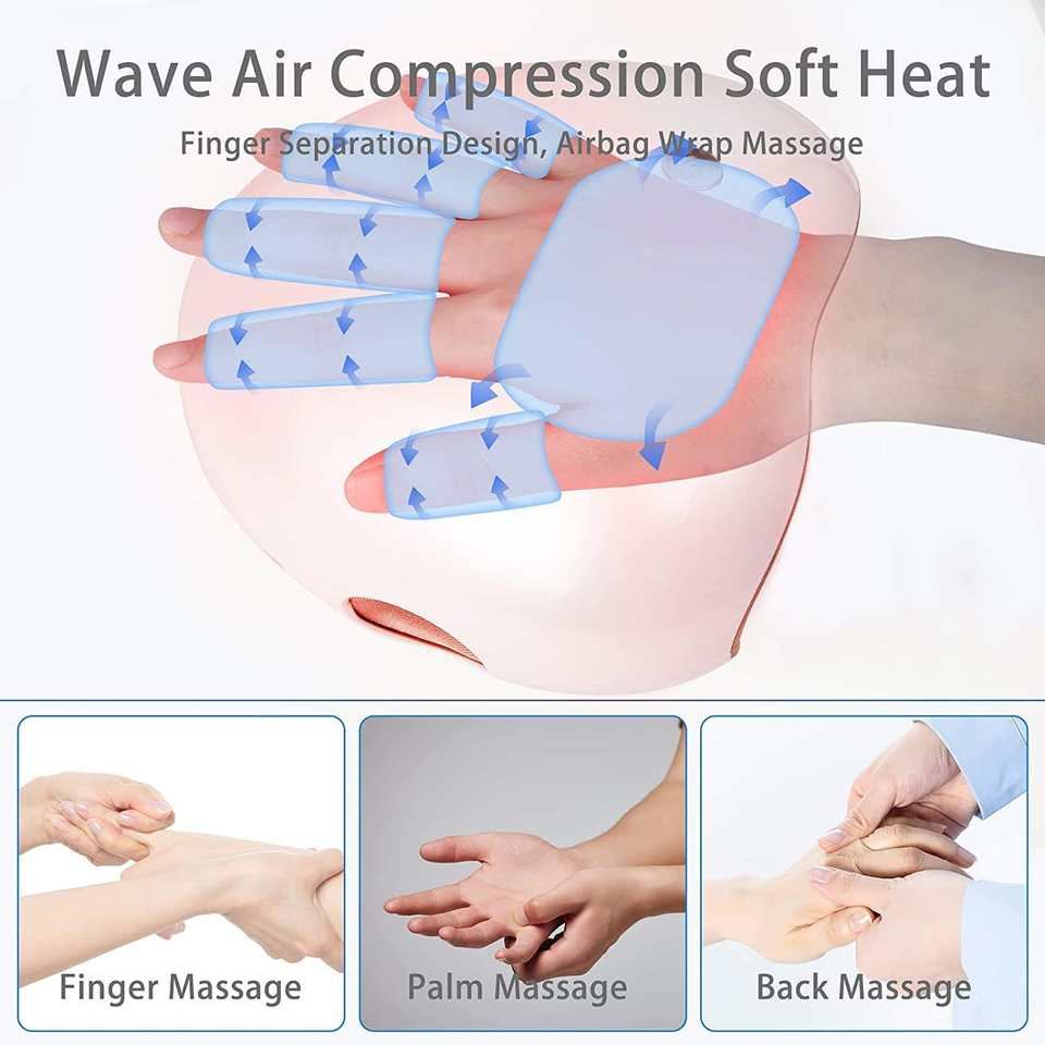 Electric Smart air Pressure Palm Hot Compress Five Finger Pain Deep Tissue Massager Hand Massager With Heat and Compression
