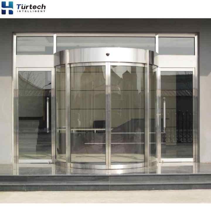 Turtech Business Building Automatic Curved Door Frame Circular Sliding Doors Curved Folding Door