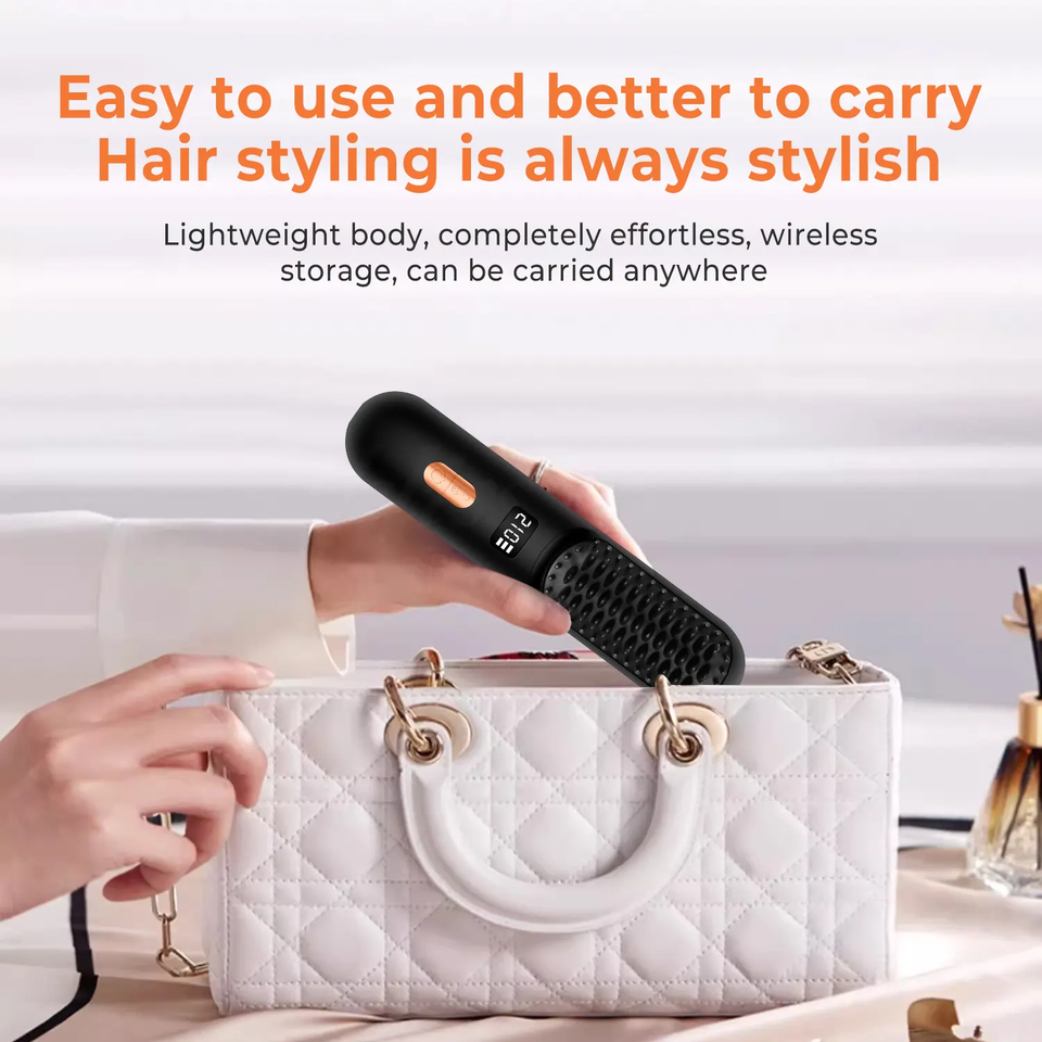 Phenitech Hot Comb Long Battery Life with USB Rechargeable Cordless Hair Straightener Brush Comb