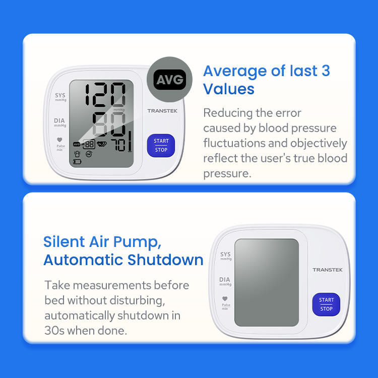 TRANSTEK Accurate Deflation Measurement Digital BP Machine Upper Arm BP Meter Smart Automatic Blood Pressure Monitor Tensiometer