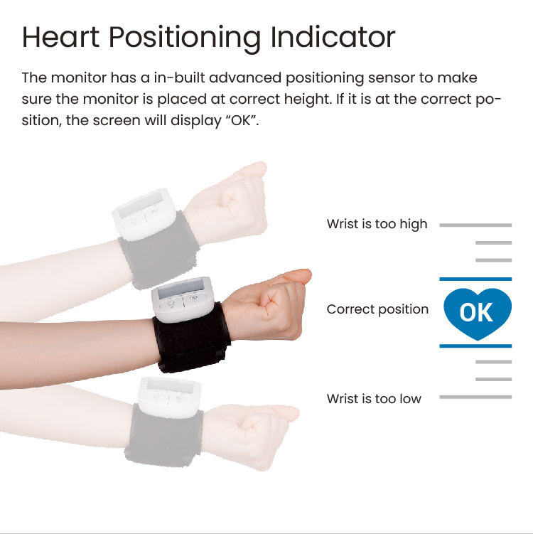 TRANSTEK Smart Digital Wrist BP Monitor One-Key Measure Large LCD Display Adjustable Blood Pressure Cuff Machine Electric Source