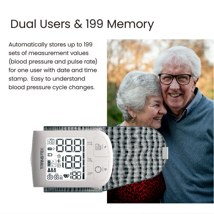 TRANSTEK Medical Wireless Electronic Wrist Tensiometer BP Machine Device Equipment Electric Power Source Blood Pressure Monitor