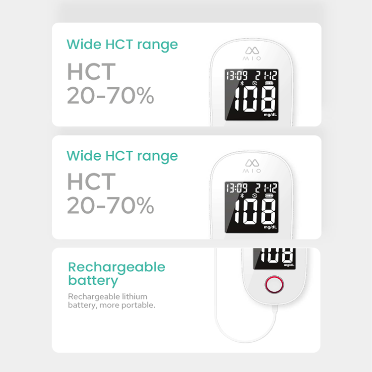 TRANSTEK Home Medical Bluetooth Smart Blood Sugar Monitor Bloodglucosemeter Monitoring Measuring Test Device with Test Strip