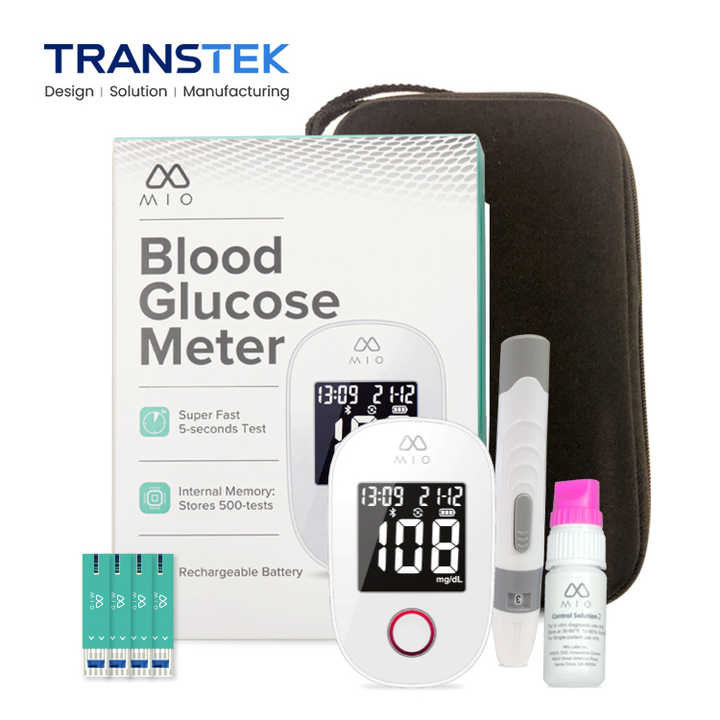 TRANSTEK Home Medical Bluetooth Smart Blood Sugar Monitor Bloodglucosemeter Monitoring Measuring Test Device with Test Strip