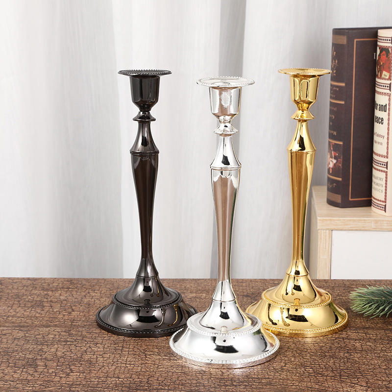 Home Decor European Candlestick Wedding Props Home Office Hotel Candlelight Dinner Home Decoration Candlestick Metal Crafts