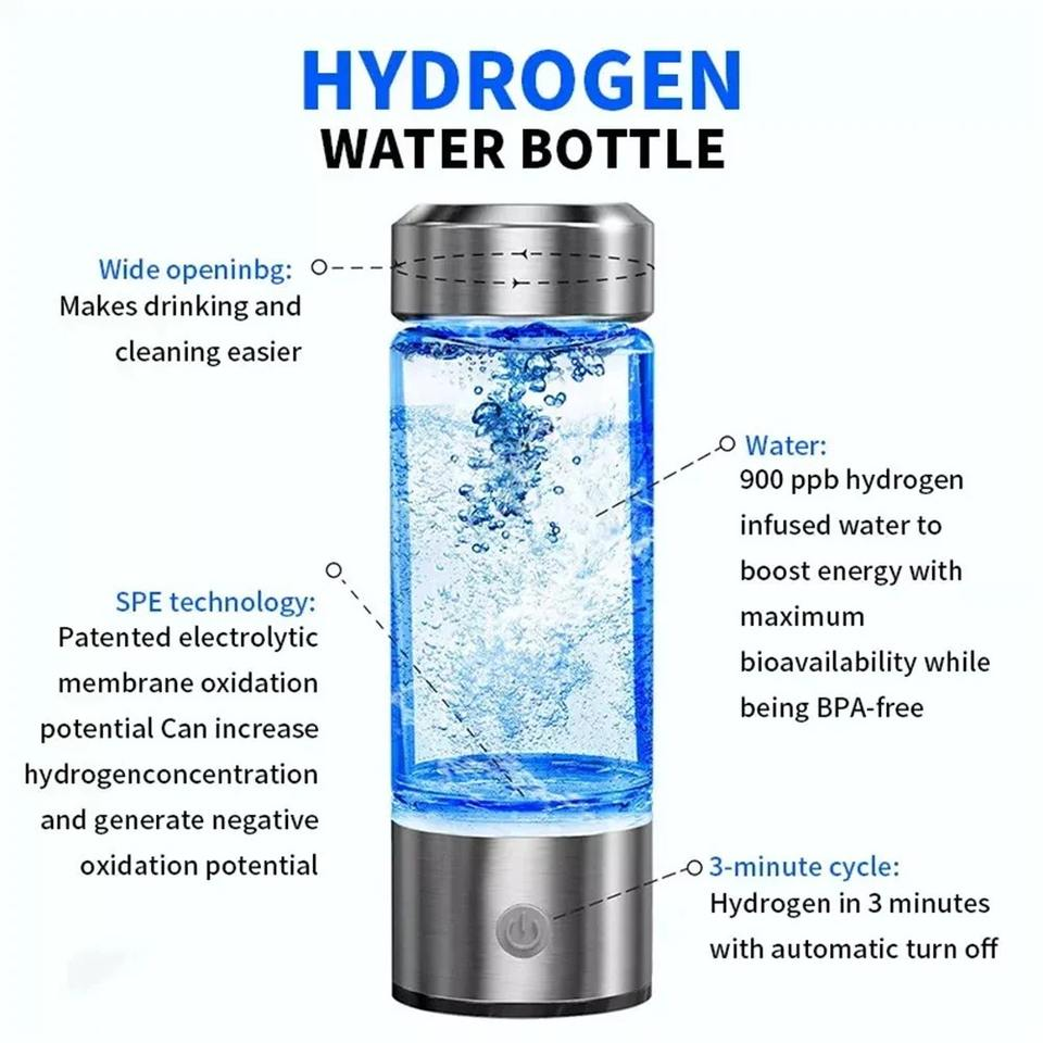 Factory Direct 420ml H2 Hydrogen Water Bottle Dual Chamber SPE Maker Premium Healthcare Water Cup
