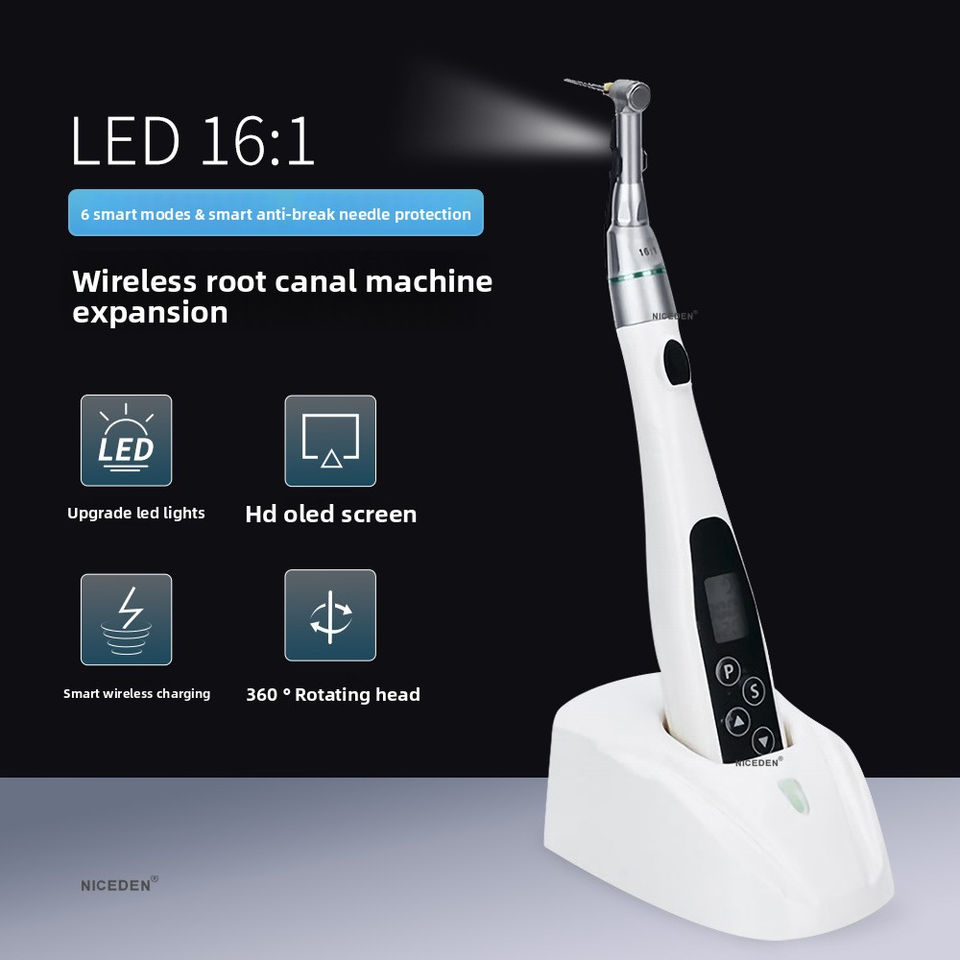 6 Modes Dental Wireless Endo Motor for Root Canal Treatment 16:1 Reduction Contra Angle LED Electric Metal Source CE Certified