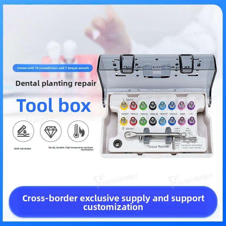 Hao Yi Medical Dental Hand Implant Restoration Tool Kit-CE Certified 16-Piece Ergonomic Screwdriver Manual Torque Wrench (15 Jaw