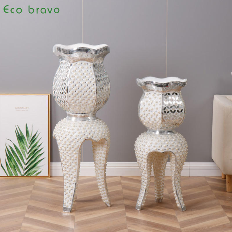 Home Decor European Electroplated FRP Large Diamonds Vase for Living Room Decoration Luxury Art Resin Craft Gift