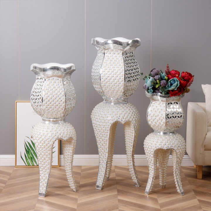 Home Decor European Electroplated FRP Large Diamonds Vase for Living Room Decoration Luxury Art Resin Craft Gift