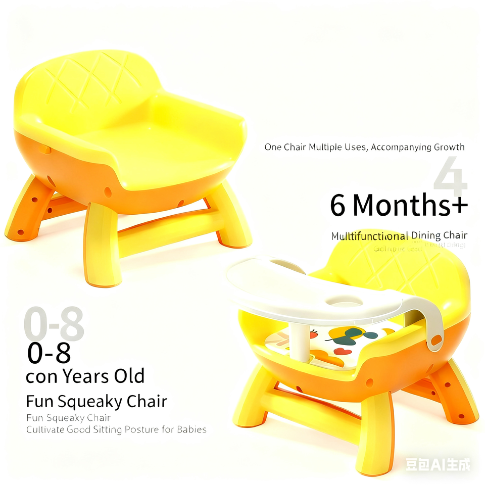 Children's Dining Chair, Multifunctional Baby Feeding Chair, Squeaky Chair with Backrest for Household Dining Use