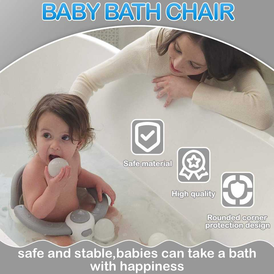 Baby Bath Seat for Babies 6 Months & Up, Non-Slip Toddler Bath Seat for Baby & Newborn