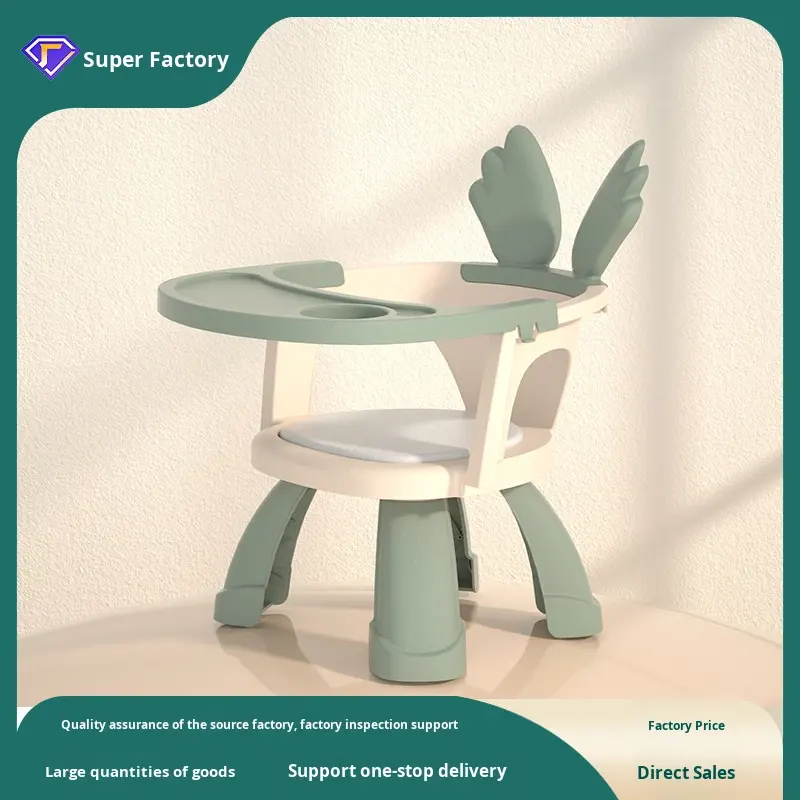 Children's Multifunctional Dining Chair with Tray Baby Feeding Chair Children's Stool Cartoon Rabbit Plastic Stool