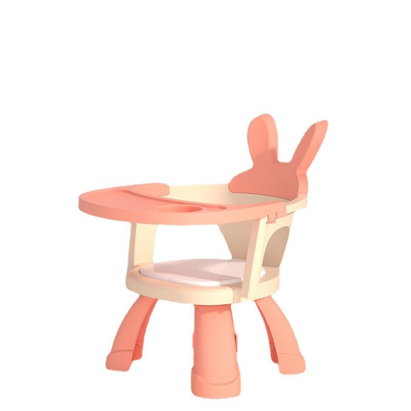 Children's Multifunctional Dining Chair with Tray Baby Feeding Chair Children's Stool Cartoon Rabbit Plastic Stool