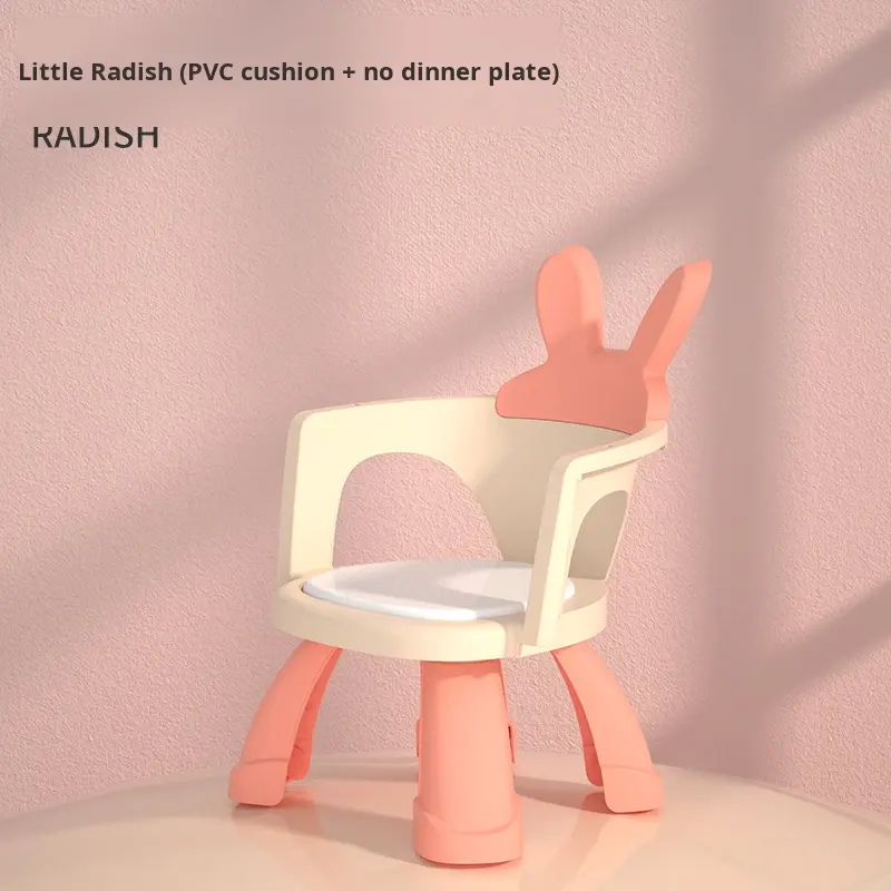 Children's Multifunctional Dining Chair with Tray Baby Feeding Chair Children's Stool Cartoon Rabbit Plastic Stool