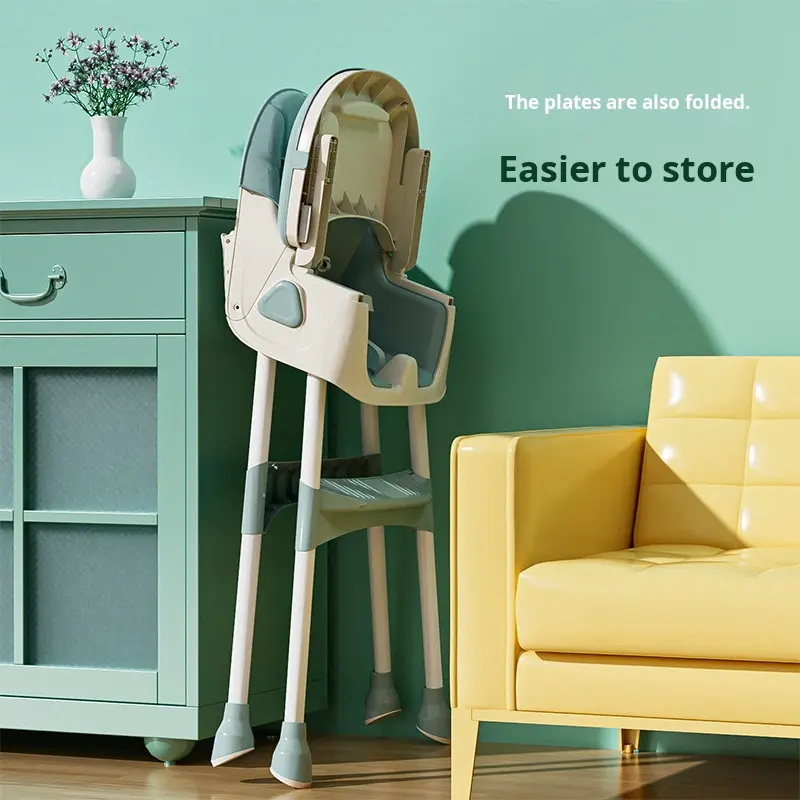 Plastic Foldable Baby High Chair with Safety Features for Infants 6-12 Months