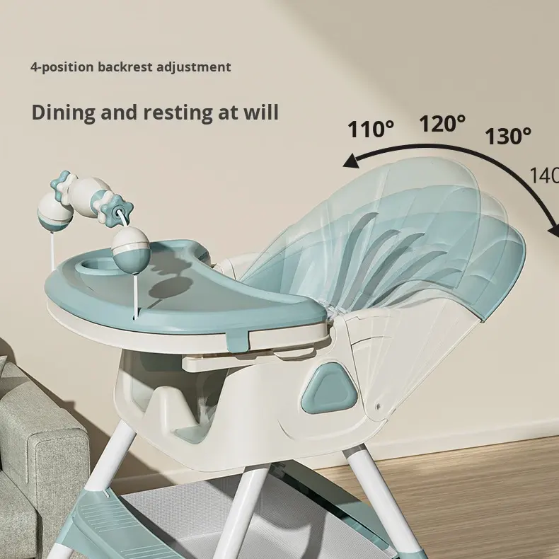 Plastic Foldable Baby High Chair with Safety Features for Infants 6-12 Months