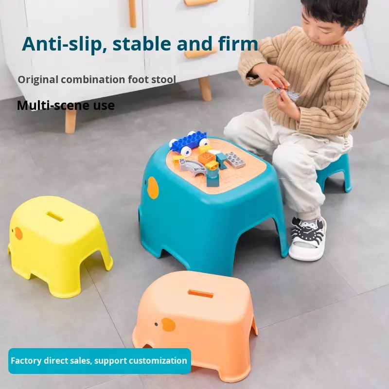 Children's Cartoon Pattern Plastic Hand-Washing and Face-Washing Double-Layer Step Stool Footrest Combination