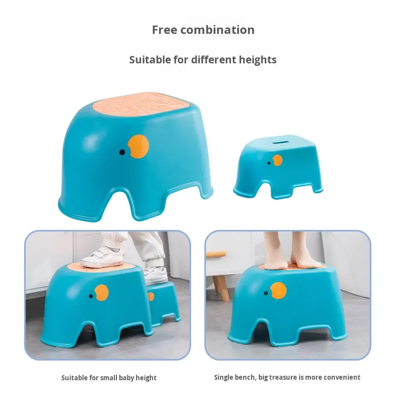 Children's Cartoon Pattern Plastic Hand-Washing and Face-Washing Double-Layer Step Stool Footrest Combination
