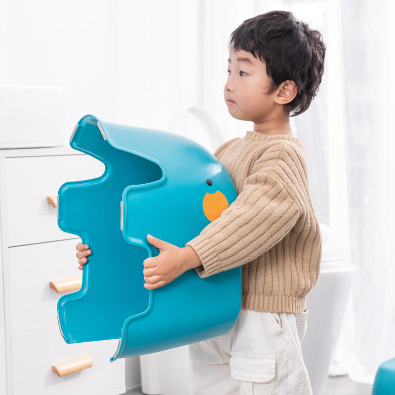 Children's Cartoon Pattern Plastic Hand-Washing and Face-Washing Double-Layer Step Stool Footrest Combination