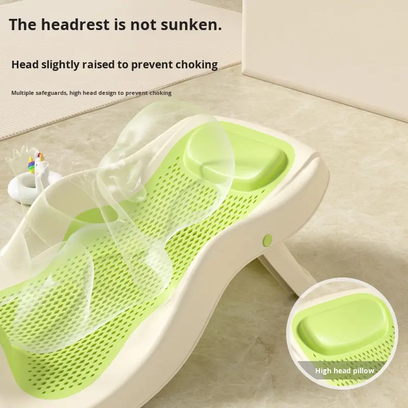 Baby Bathing Recliner Folding Bath Rack with Bathtub Newborn Bath Net & Non-Slip Mat