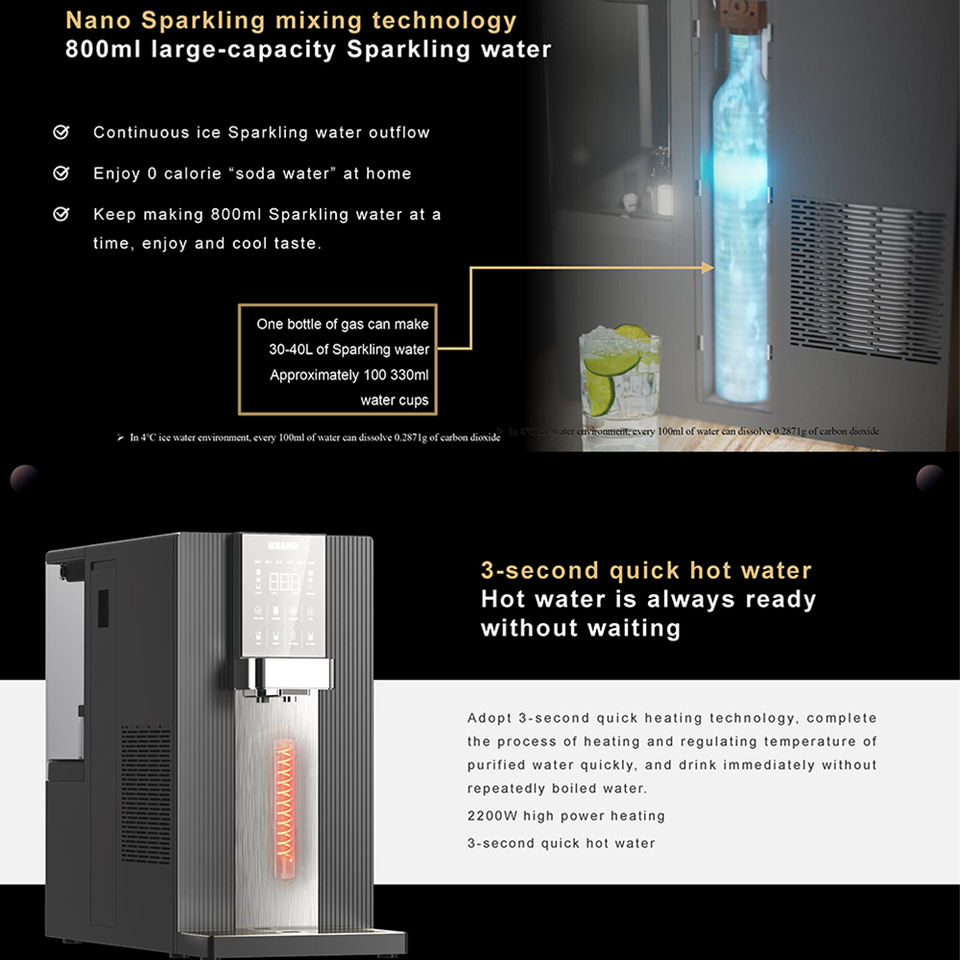 OLANSI W61 Custom NO Add Reverse Osmosis RO Sparkling Water and Soda Maker Smart WIFI App-Controlled Water Dispenser