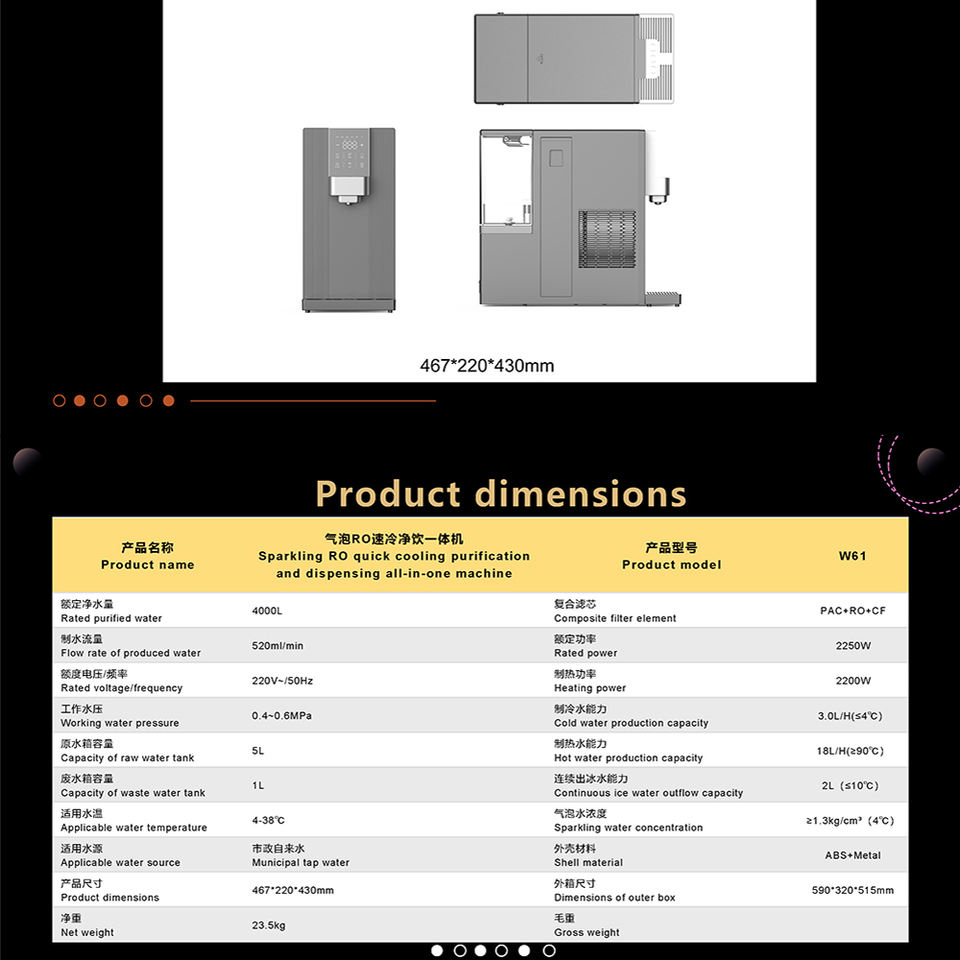 OLANSI W61 Custom NO Add Reverse Osmosis RO Sparkling Water and Soda Maker Smart WIFI App-Controlled Water Dispenser