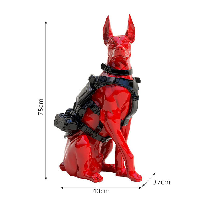 New Doberman Sculpture Resin Crafts Floor Ornaments Porch Living Room Furniture Luxury Home Decoration Office Gifts