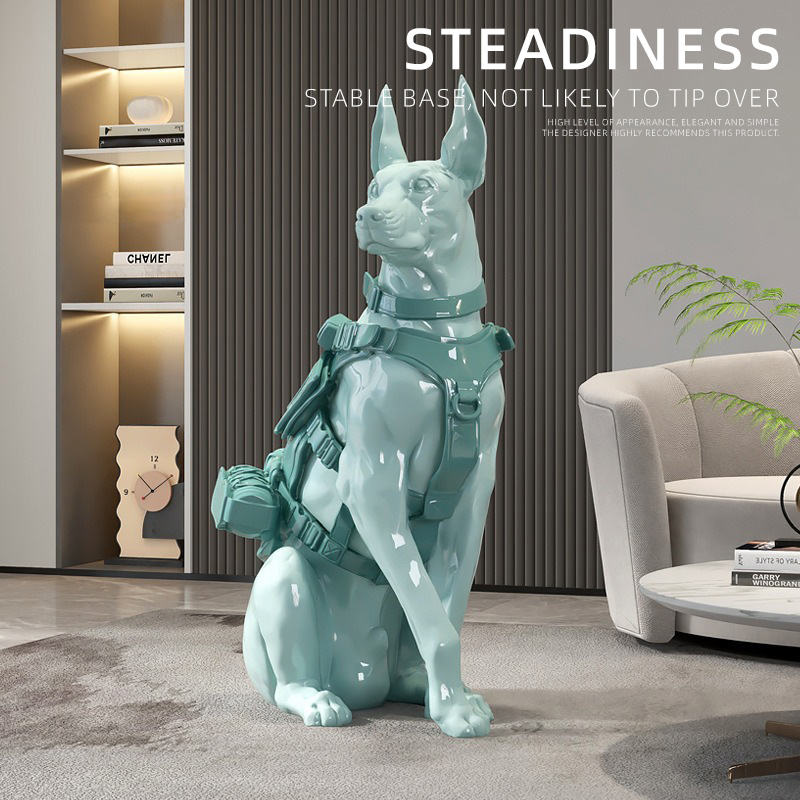 New Doberman Sculpture Resin Crafts Floor Ornaments Porch Living Room Furniture Luxury Home Decoration Office Gifts