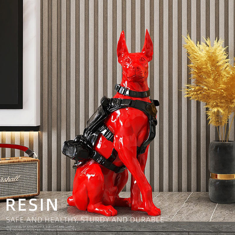Creative Dog Resin Crafts Sculpture Room Decoration for Christmas Home Decor Ornaments Living Room Furniture Accessories Gifts