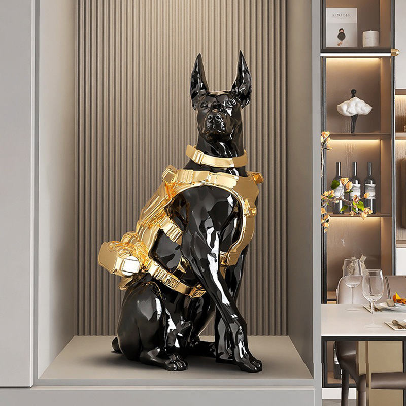 Creative Dog Resin Crafts Sculpture Room Decoration for Christmas Home Decor Ornaments Living Room Furniture Accessories Gifts