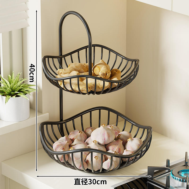 Kitchen Countertop Vegetable Storage Rack Multi-layer Fruit Basket Organizer Space Saving Shelves Metal Storage Basket for Home