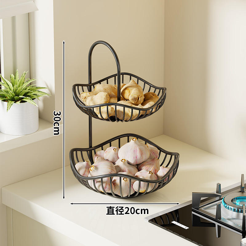 Kitchen Countertop Vegetable Storage Rack Multi-layer Fruit Basket Organizer Space Saving Shelves Metal Storage Basket for Home
