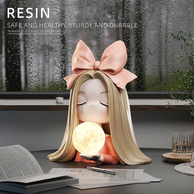 Butterfly Girl Resin Crafts Sculpture Storage Piggy Bank LED Light Lamp for Home Office Furniture Decoration or Home Decor Gifts
