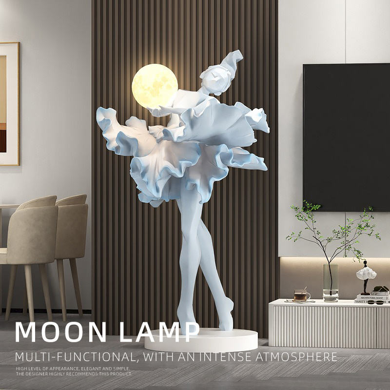 Home Decor Minimalist LED Night Light Ballet Girl Art Resin Crafts for Entryway and Bedroom Living Room Furniture Decorations