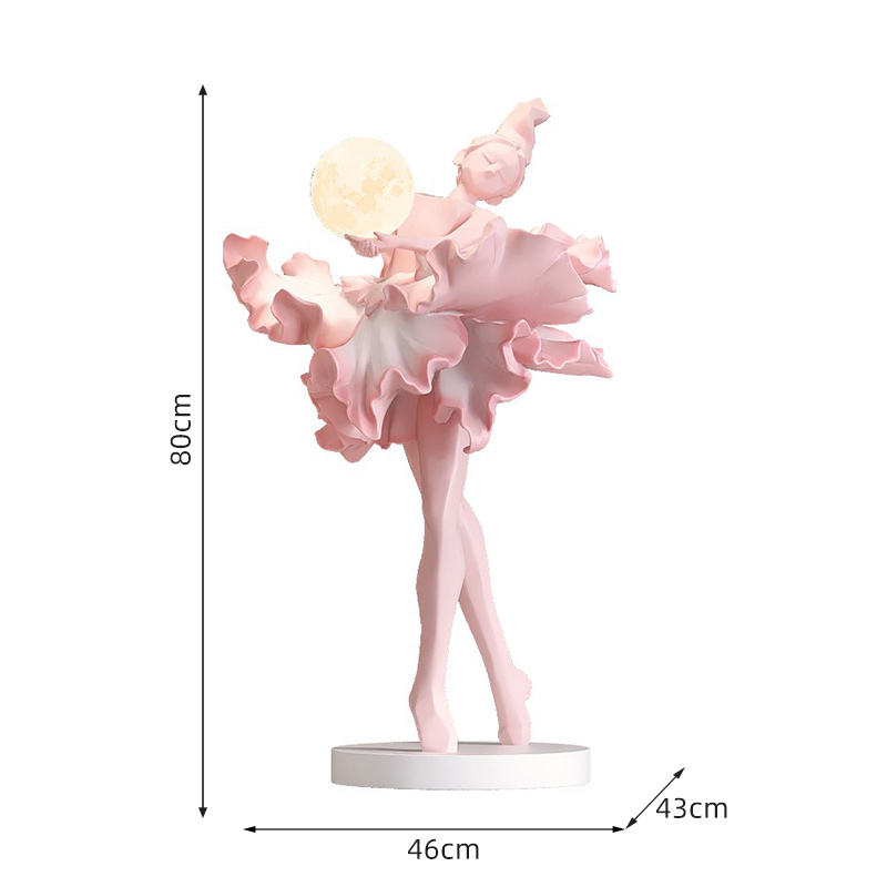 Home Decor Minimalist LED Night Light Ballet Girl Art Resin Crafts for Entryway and Bedroom Living Room Furniture Decorations