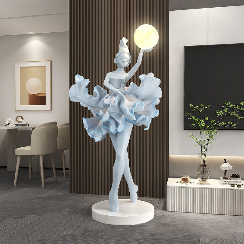 Home Decor Minimalist LED Night Light Ballet Girl Art Resin Crafts for Entryway and Bedroom Living Room Furniture Decorations