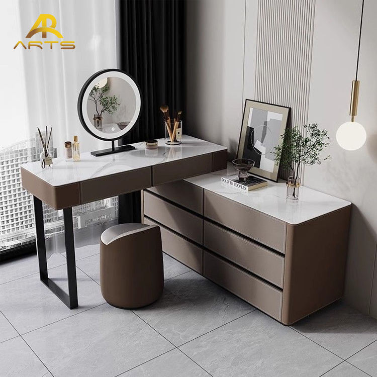 Moderns Style Sintered Stone Top Mirror Modes Makeup 8 Drawers Vanity Desk, Dressing Table ,for Bedroom