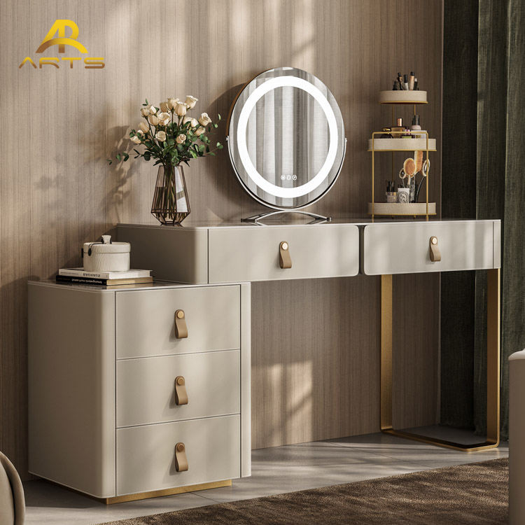 Professional Supplier Sintered Stone White Mirror Modes Makeup 5 Drawers Vanity Desk, Dressing Table ,for Bedroom