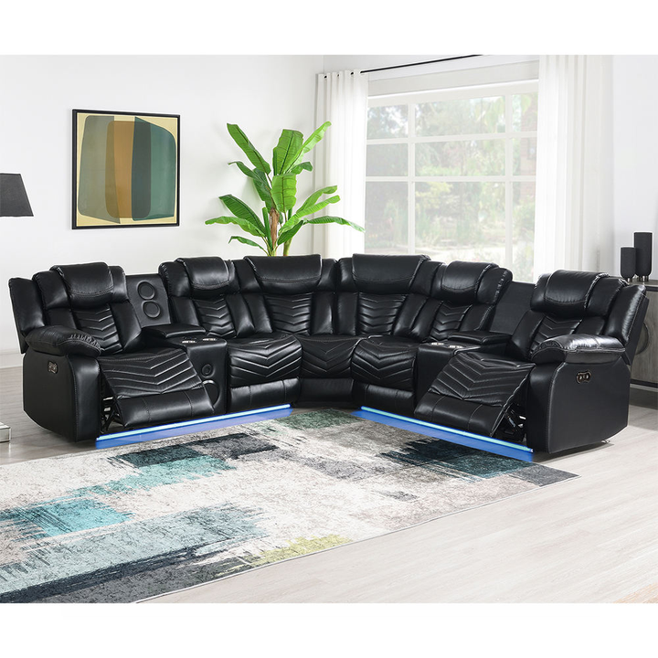 Modern Genuine Leather L Shape Extendable Convertible Sectional Sofa Set with Storage for Luxury Living Room