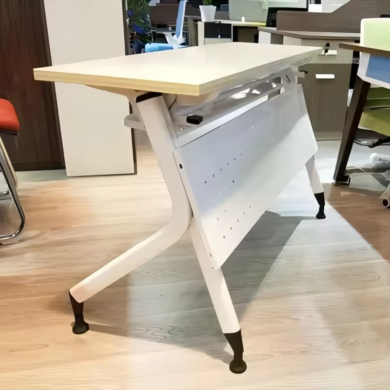 Liyu Furniture Popular Portable Office Meeting Training Table Folding Metal Legs and Wheels