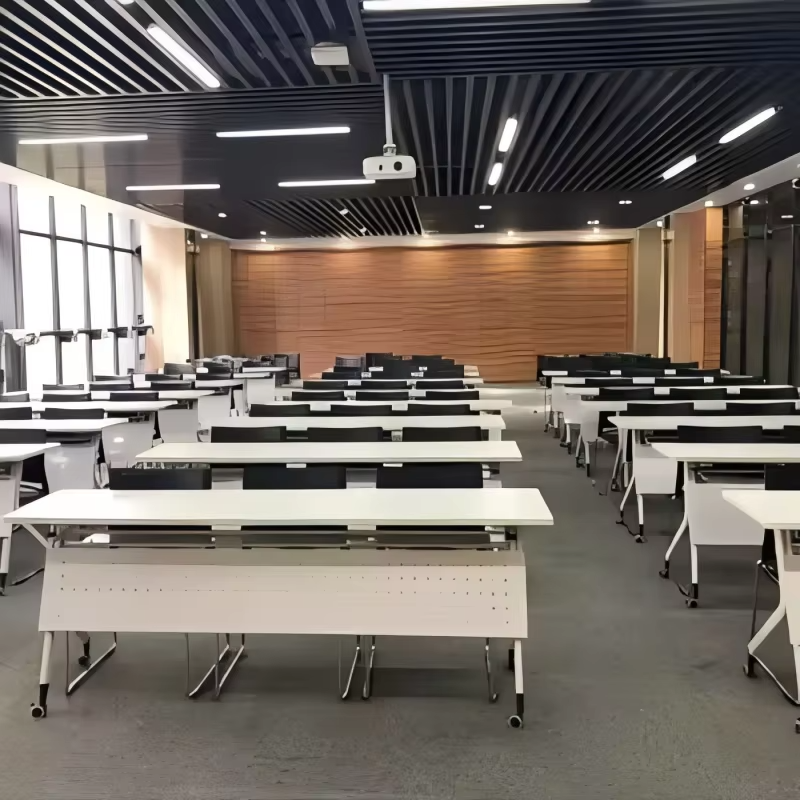 Liyu Furniture Popular Portable Office Meeting Training Table Folding Metal Legs and Wheels