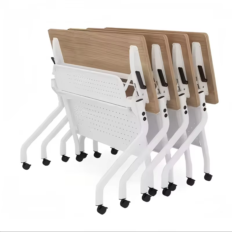 Liyu Furniture Popular Portable Office Meeting Training Table Folding Metal Legs and Wheels