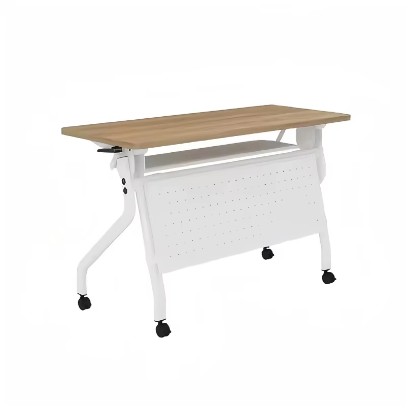 Liyu Furniture Popular Portable Office Meeting Training Table Folding Metal Legs and Wheels