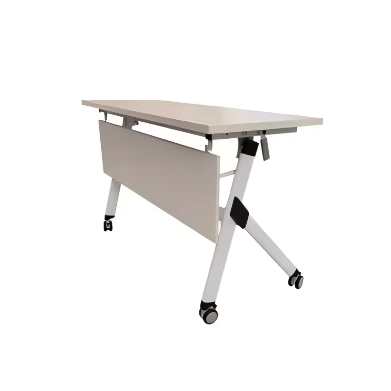 Liyu Furniture Popular Portable Office Meeting Training Table Folding Metal Legs and Wheels