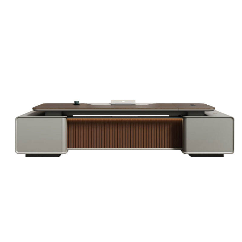 Liyu High-End Office Furniture Modern Minimalist Boss Desk Chair Combination Extendable Wood Panel Table Convertible Hot Sale